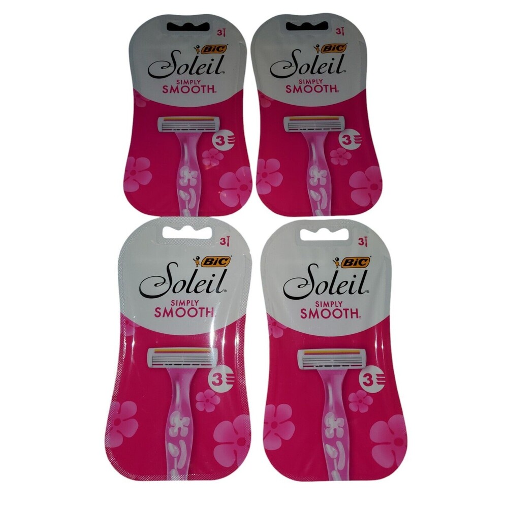 Four (4) Packs Bic Soleil Simply Smooth Disposable Razors (3 per pack)